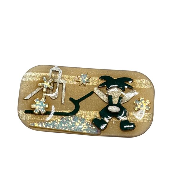 Lucinda Little People Pins Winter Glitter Skater Girl Resin Brooch - Picture 1 of 6